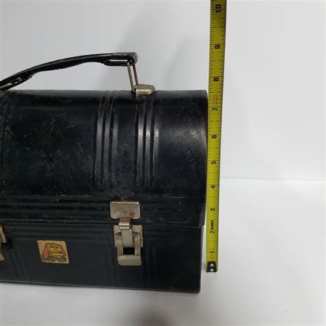 Vintage Aladdin Industries Black Metal Domed Lunch Box Pail 